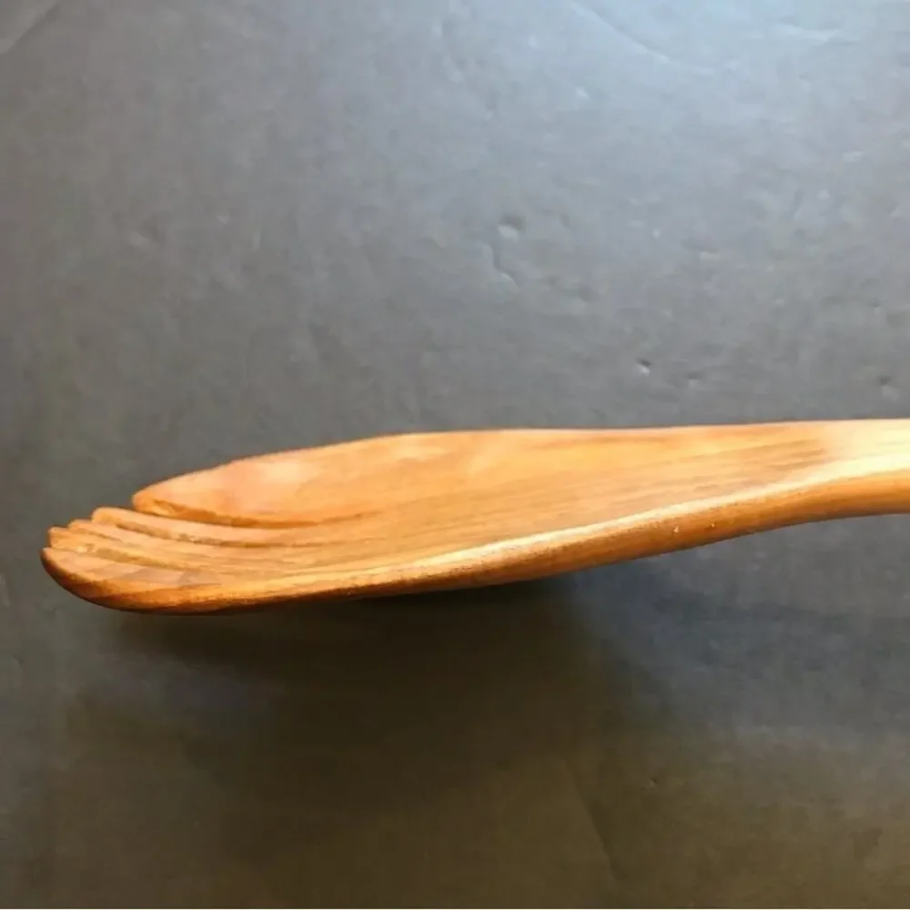 African Hand Carved Wooden Zebra Serving Spoons, Two Piece Set